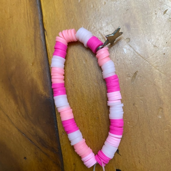 Dark pink light pink and white bracelet fit 7 inch writs homemade - Picture 3 of 3